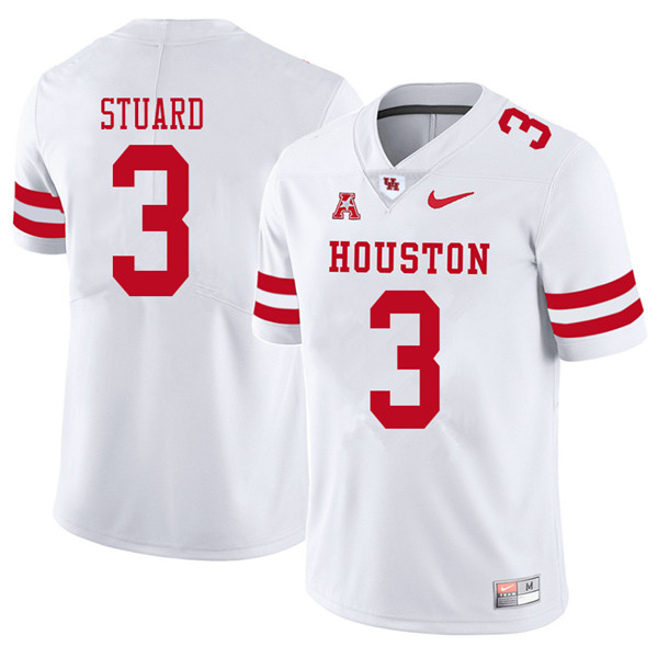 2018 Men #3 Grant Stuard Houston Cougars College Football Jerseys Sale-White - Click Image to Close